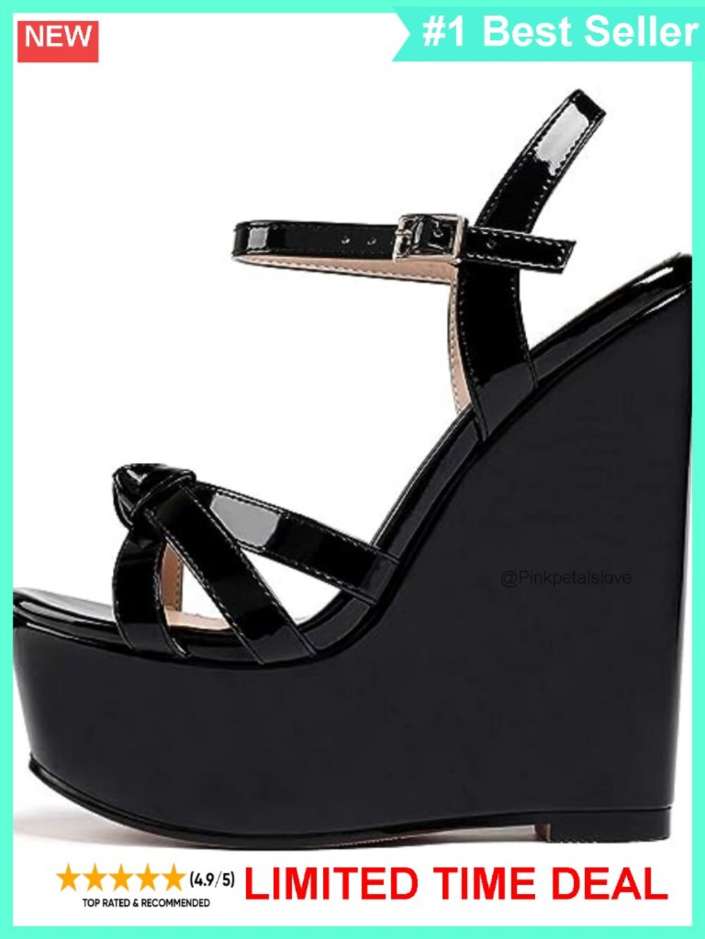 Women's Platform Wedge Heels Open Toe Ankle Strap Sandals Synthetic Leather